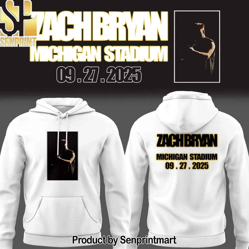 Michigan Fb Zach _The Quittin’ Time Tour 2025_ Michigan Stadium White Hoodie – Sports Fan Outfit 4160