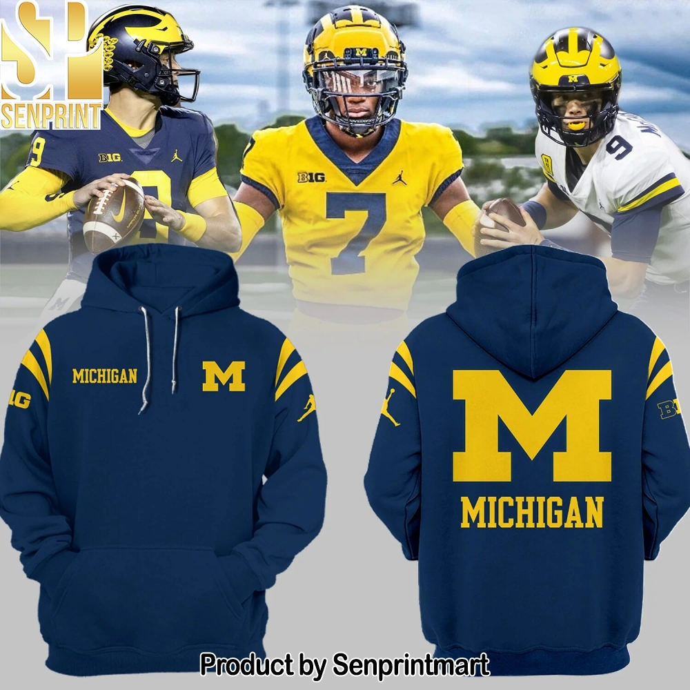 Michigan Printed Logo Navy Hoodie – Sports Fan Outfit 1997