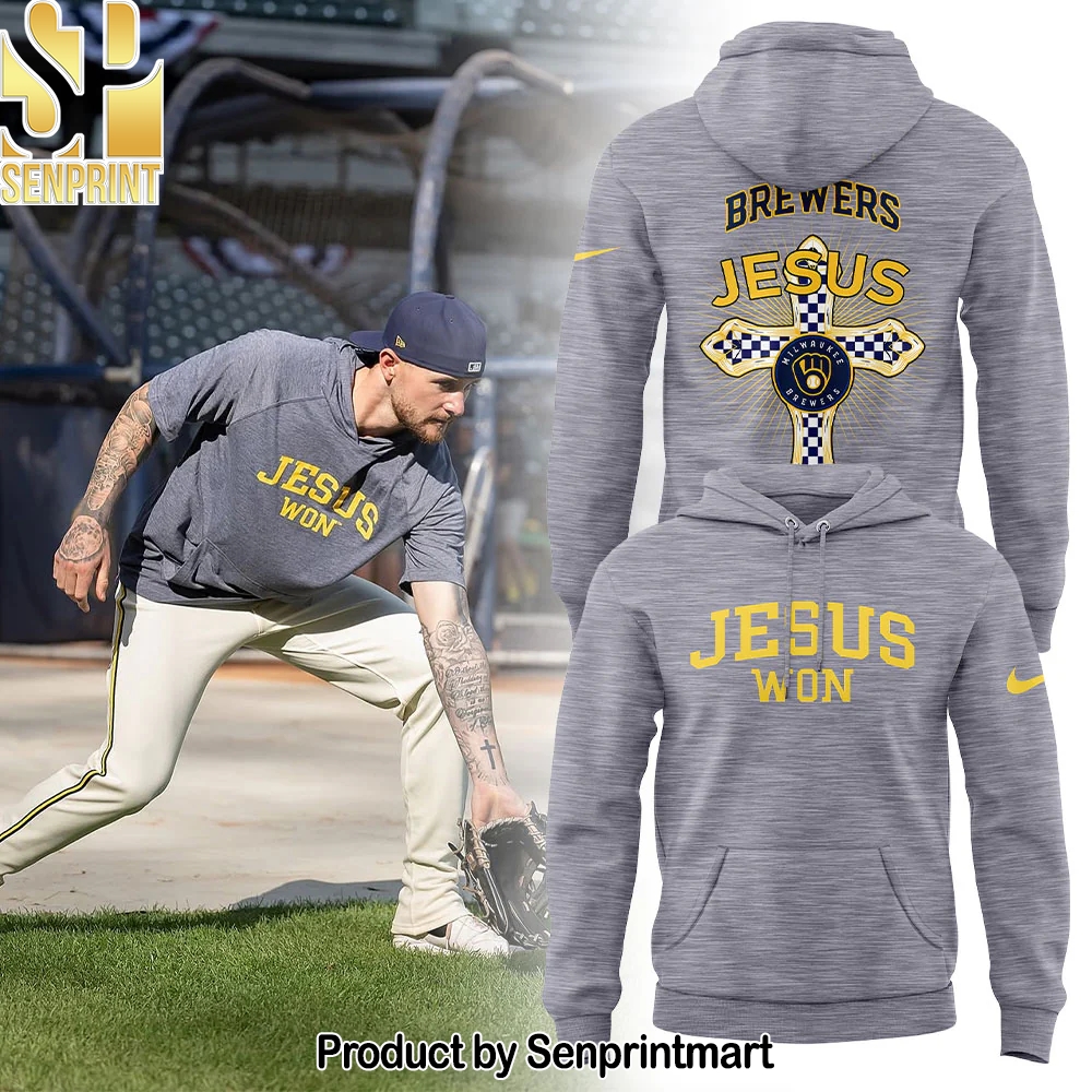 Milwaukee Brewers JESUS WON – Thank You Jesus Hoodie – Sports Fan Outfit 2225