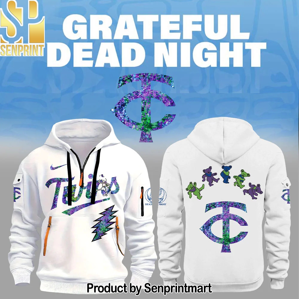 Minnesota Twins Grateful Dead Night Zip Long Sleeve Hoodie – Sports Fan Outfit 3297