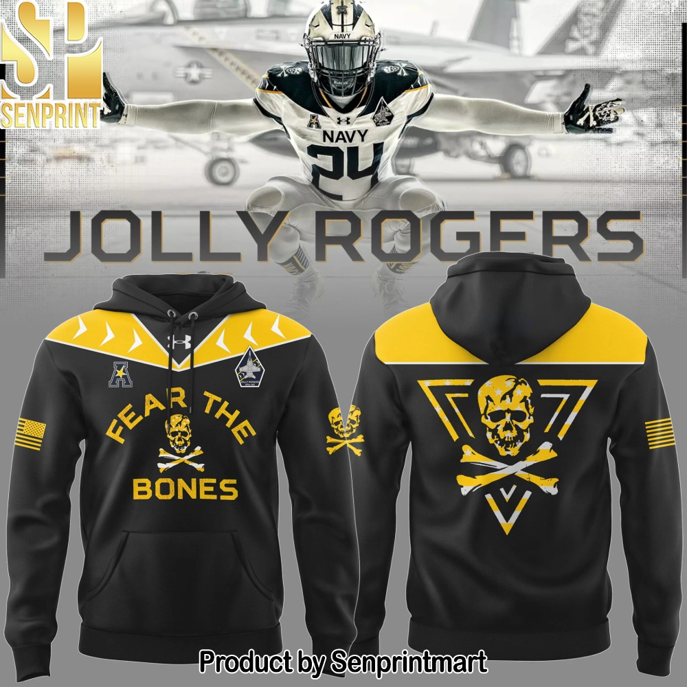 Navy FB 2024 Limited Veterans _Jolly Jogger_ Black Hoodie – Sports Fan Outfit 2371