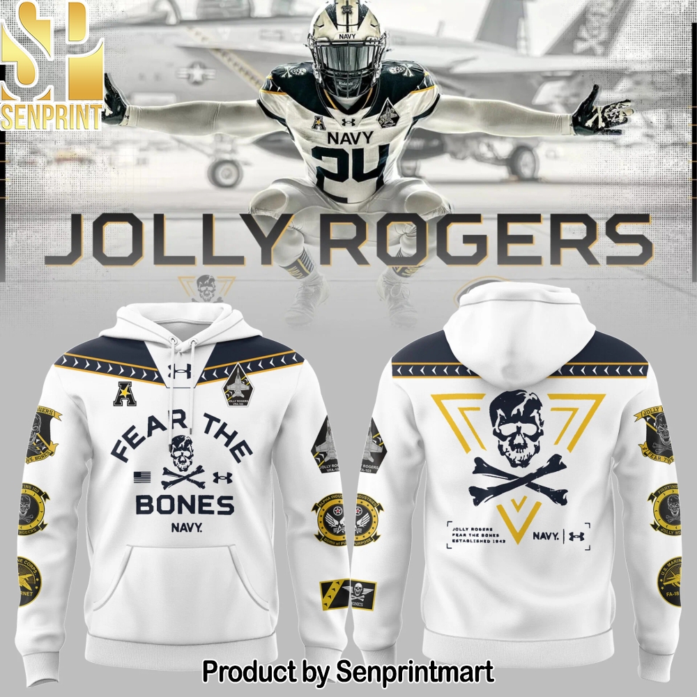 Navy FB 2024 Limited Veterans _Jolly Jogger_ Black Hoodie – Sports Fan Outfit 4081