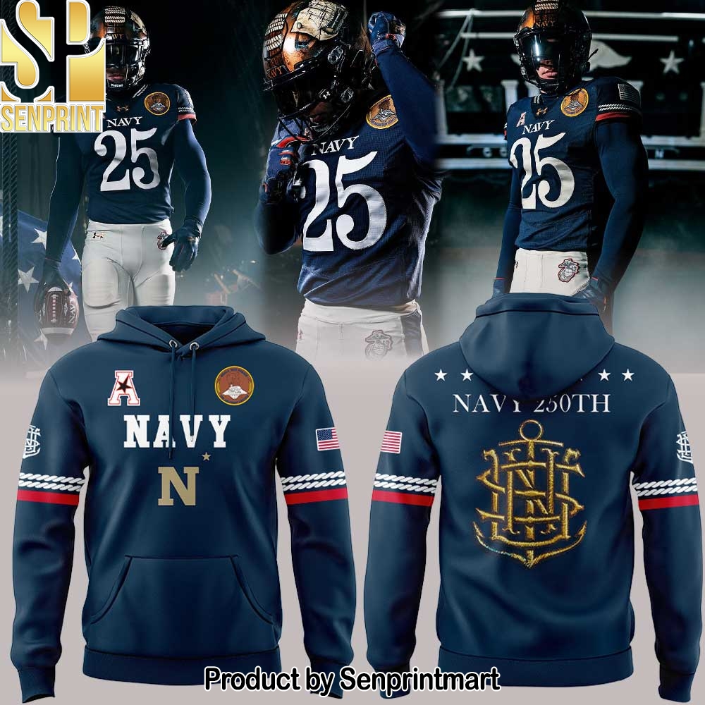Navy Midshipmen 250th Anniversary Uniform Sideline Collection Replica Hoodie – Sports Fan Outfit 2367