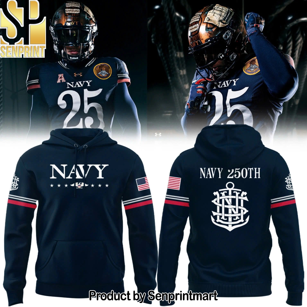 Navy Midshipmen 250th Anniversary Uniform Sideline Collection Replica Hoodie – Sports Fan Outfit 3520