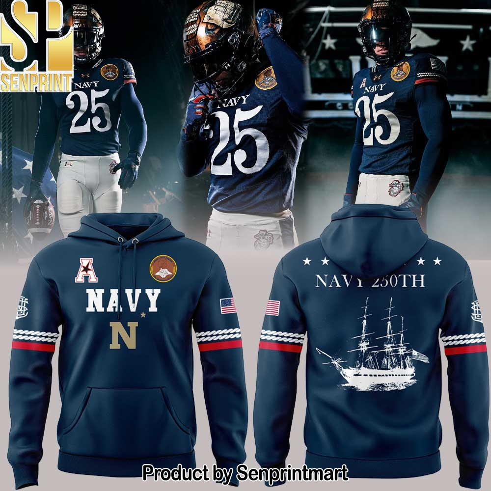 Navy Midshipmen 250th Anniversary Uniform Sideline Collection Replica Hoodie – Sports Fan Outfit 3523