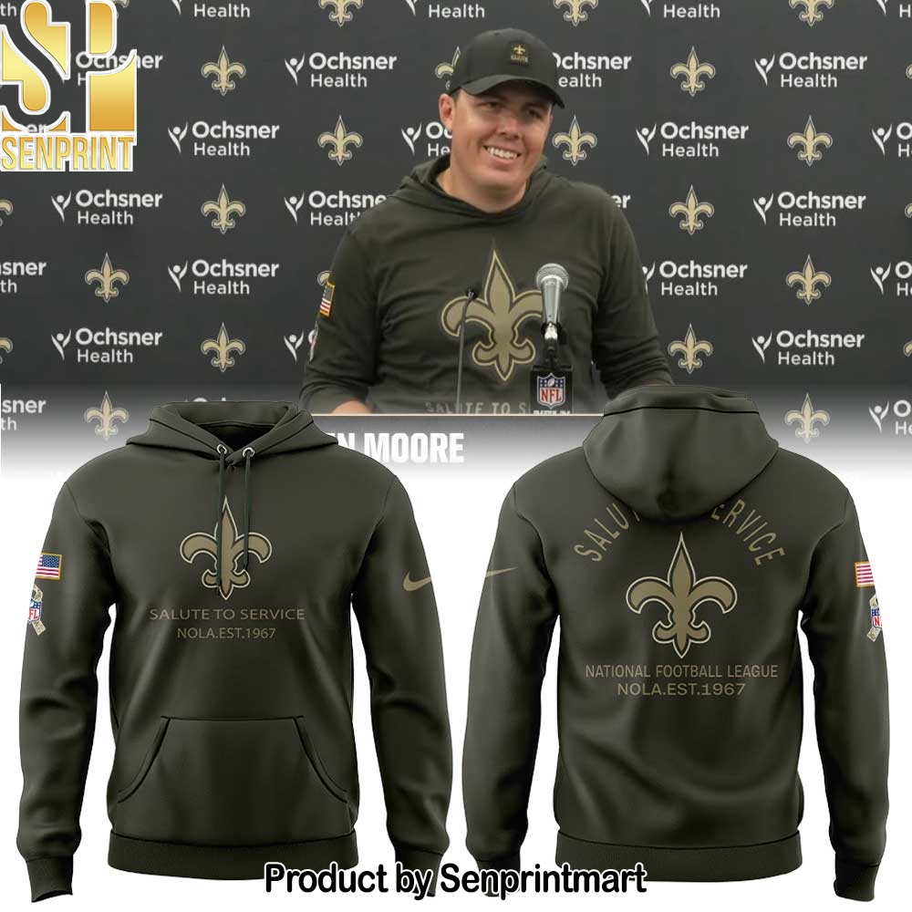 New Orleans Saints Coach Kellen Moore Salute to Service 2025 Unisex Shirt – Sports Fan Outfit 3758