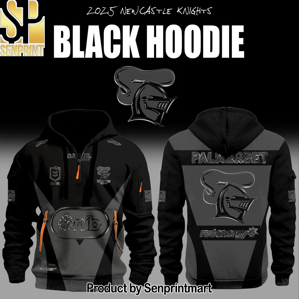 Newcastle Knights Back In Black Half 3D Unisex Shirt – Sports Fan Outfit 3689