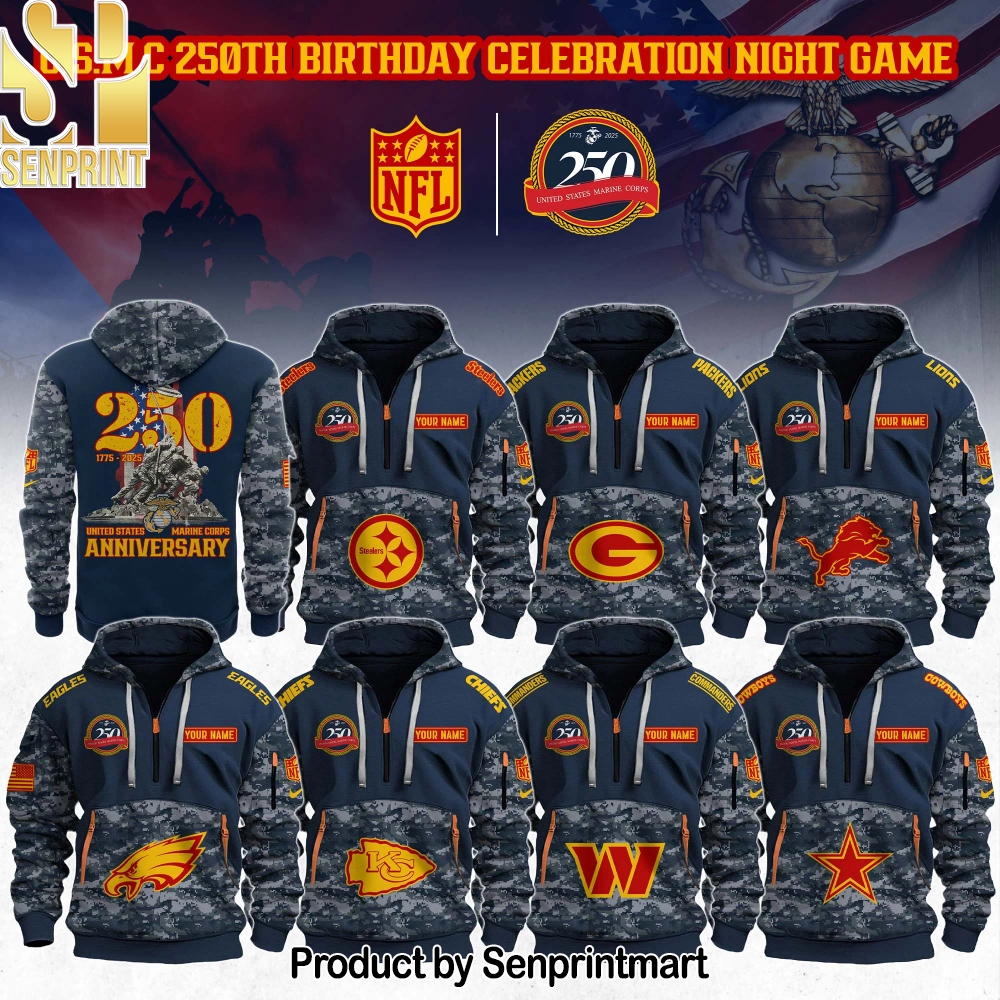 NFL x U.S.M.C 250th Anniversary Limited Editions 2025 3D Casual Shirt – Sports Fan Outfit 4296
