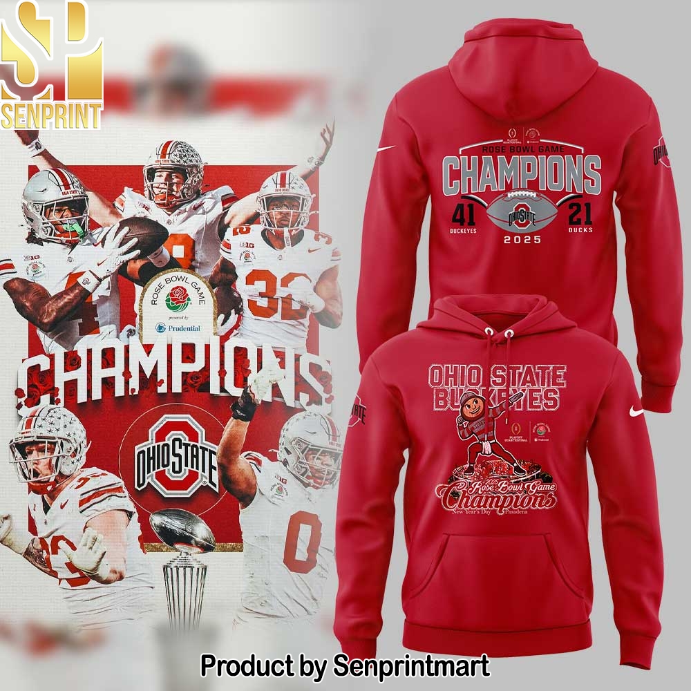 Ohio State Football 2025 Rose Bowl Champions Hoodie – Sports Fan Outfit 3556