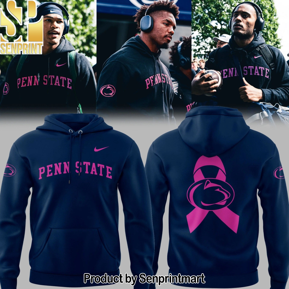 Penn ST Football Beat Cancer Black Hoodie – Sports Fan Outfit 2355
