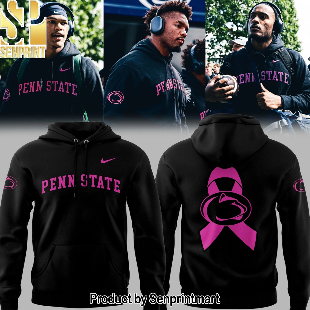 Penn ST Football Beat Cancer Black Hoodie – Sports Fan Outfit 2356