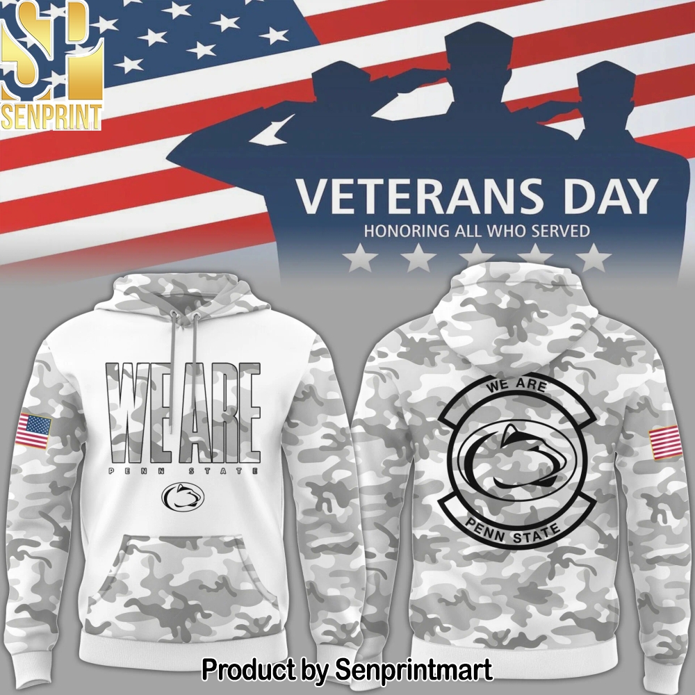 Penn State Nittany NCAA Big10 2024 Limited Veterans White Camo Hoodie – Sports Fan Outfit 3999