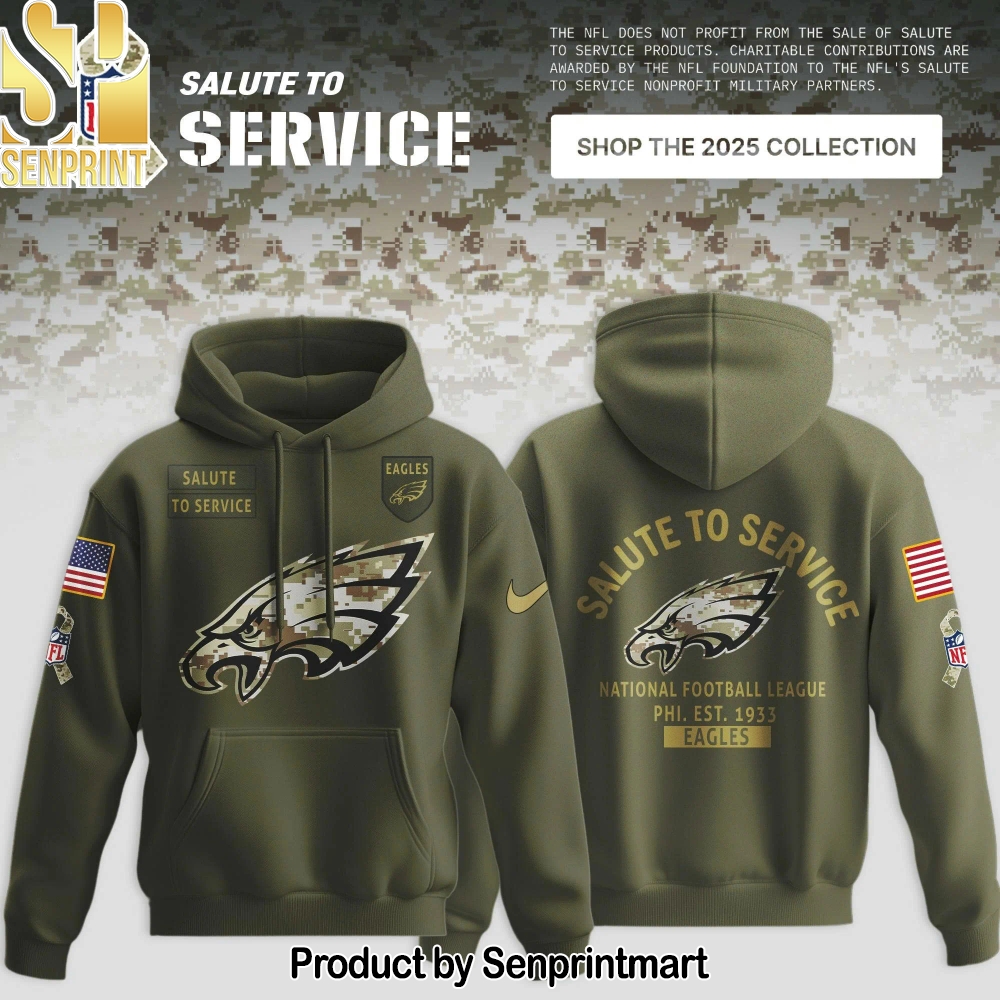 Philadelphia Eagles Salute to Service Sideline 2025 Hoodie – Sports Fan Outfit 3213