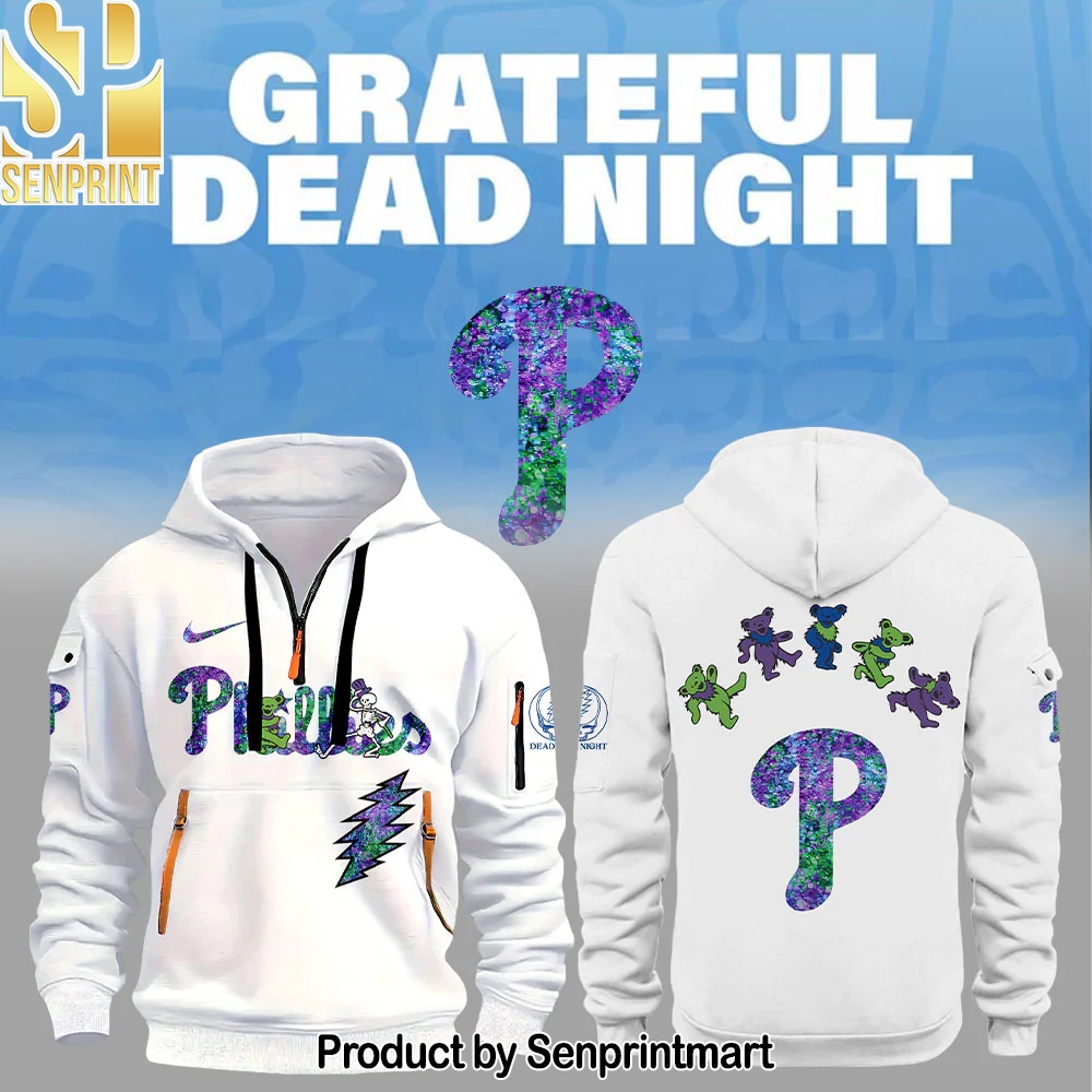 Philadelphia Phillies Grateful Dead Night Zip Long Sleeve Hoodie – Sports Fan Outfit 3567