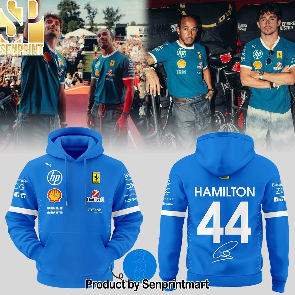 Scuderia Ferrari HP 2025 Monza Lewis Hamilton Signature Blue Classic Shirt – Sports Fan Outfit 4151