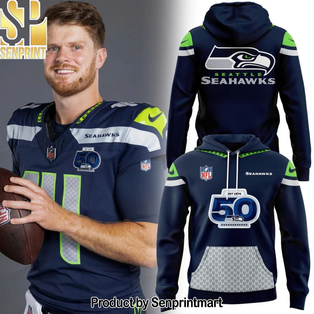 Seattle Seahawks 50 Seasons Patch 50th Annivesary Hoodie – Sports Fan Outfit 3614