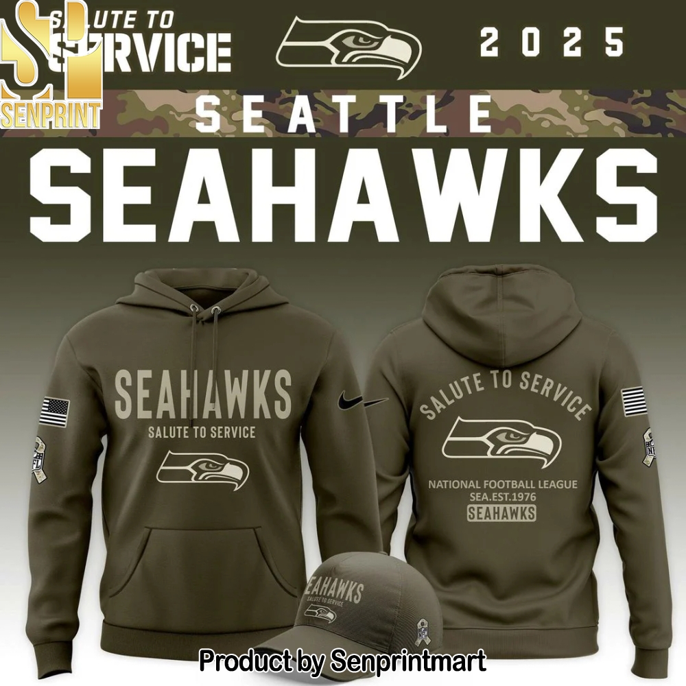 Seattle Seahawks Olive 2025 Salute to Service Sideline Hoodie – Sports Fan Outfit 3118