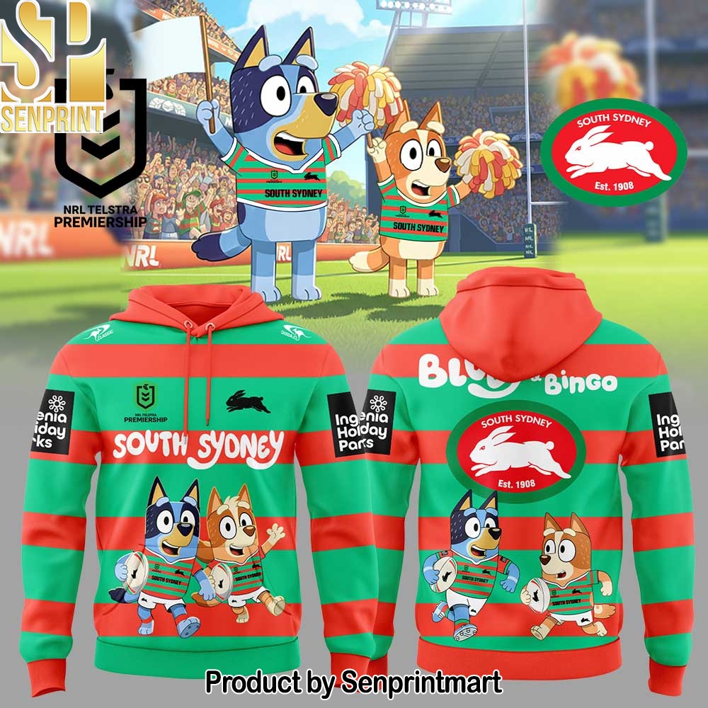 South Sydney Rabbitohs x Bluey and Bingo Hoodie – Sports Fan Outfit 3395