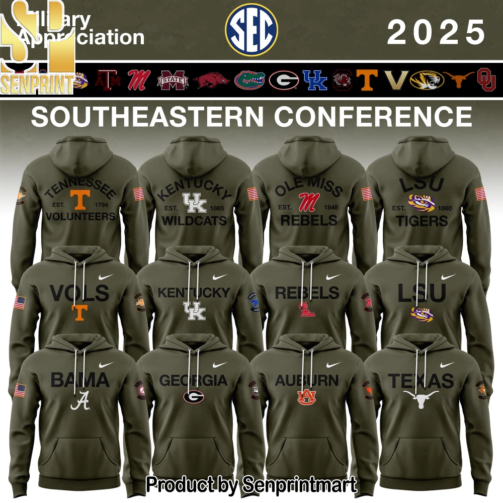 Southeastern Conference Teams 2025 Military Appreciation Hoodie – Sports Fan Outfit 3284