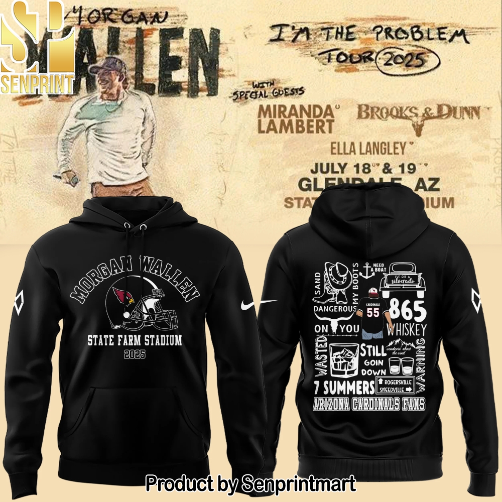 Special New Morgan Wallen x Arizona Cardinals Black Hoodie – Sports Fan Outfit 3469