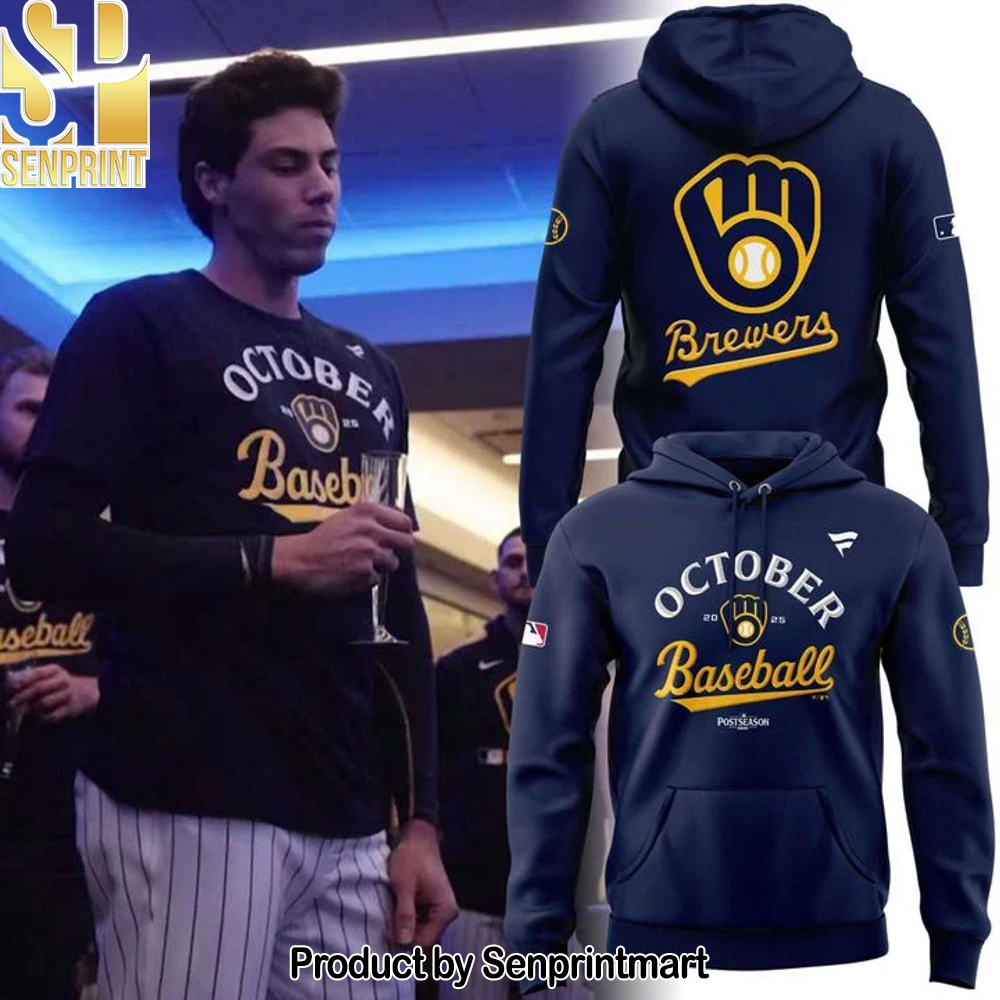 Special New October Ready 2025 MLB Postseason Brewers Uniform Navy Hoodie – Sports Fan Outfit 4107