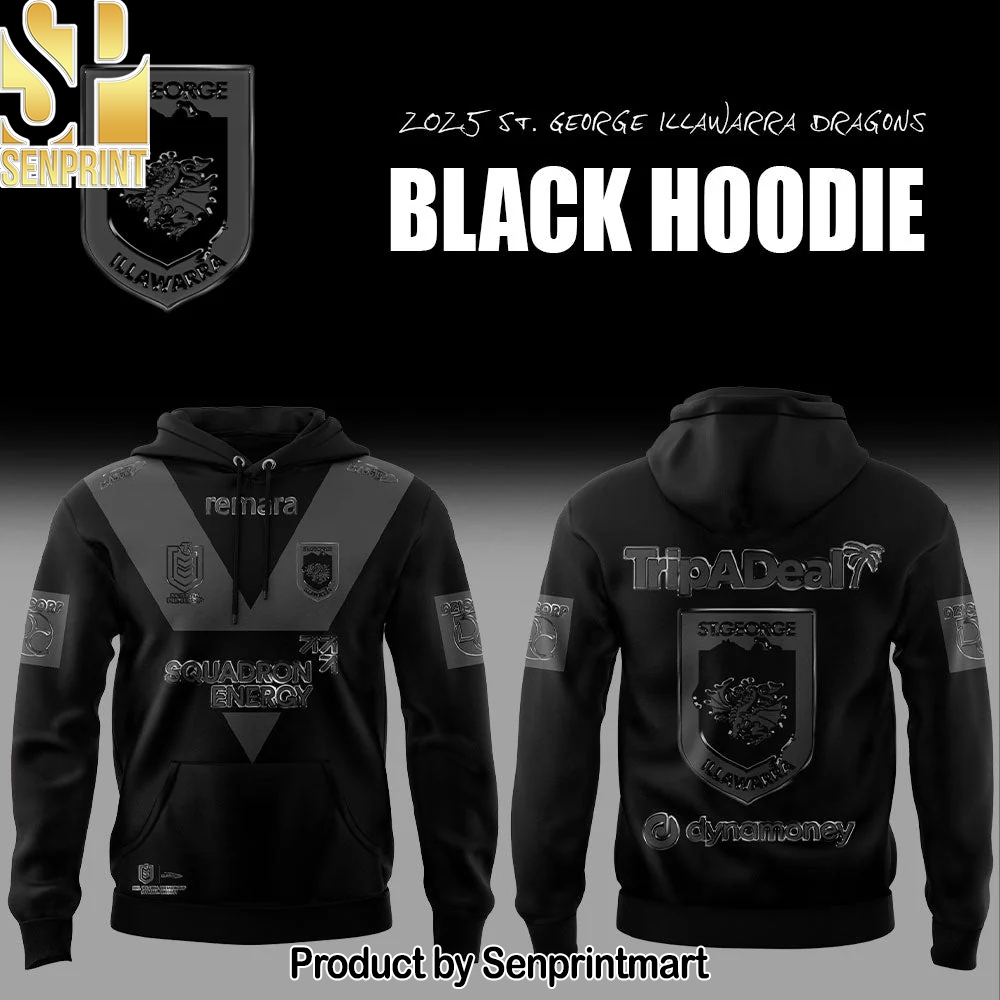 St. George Illawarra Dragons Back In Black Hoodie – Sports Fan Outfit 3045
