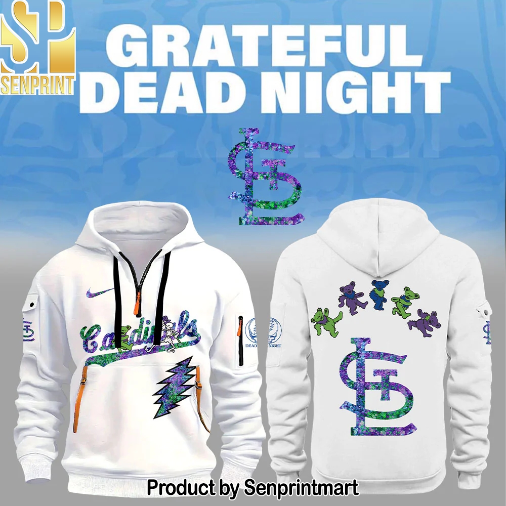 StLouis Cardinals Grateful Dead Night Zip Long Sleeve Hoodie – Sports Fan Outfit 2866