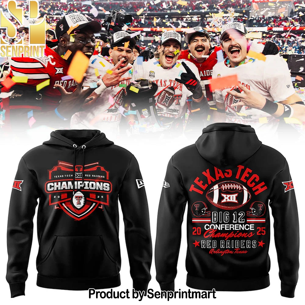 Texas Tech Red Raiders B12 CHAMPIONS 2025 Black Hoodie – Sports Fan Outfit 2746