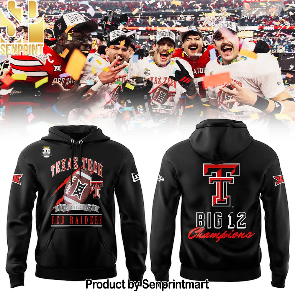 Texas Tech Red Raiders B12 CHAMPIONS 2025 Black Hoodie – Sports Fan Outfit 2753