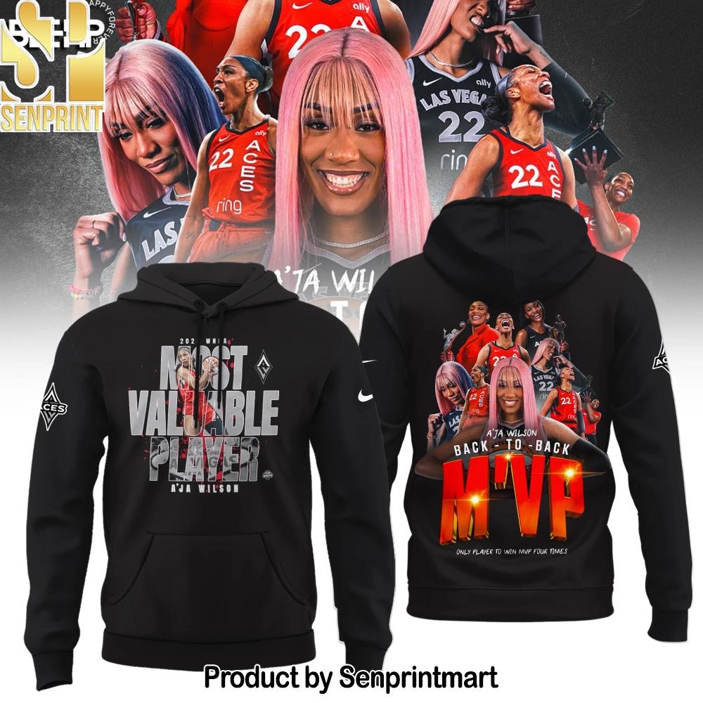 Unisex Las Vegas Aces A’ja Wilson Playa Society Black 2025 WNBA MVP Hoodie – Sports Fan Outfit 4122