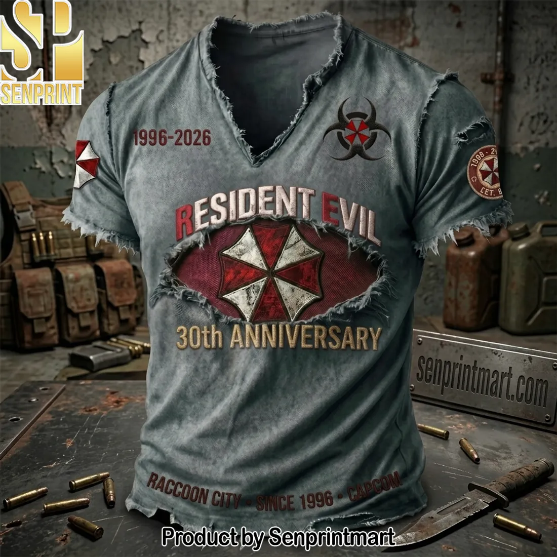 Resident Evil 30th Anniversary 1996-2026 Distressed T-Shirt