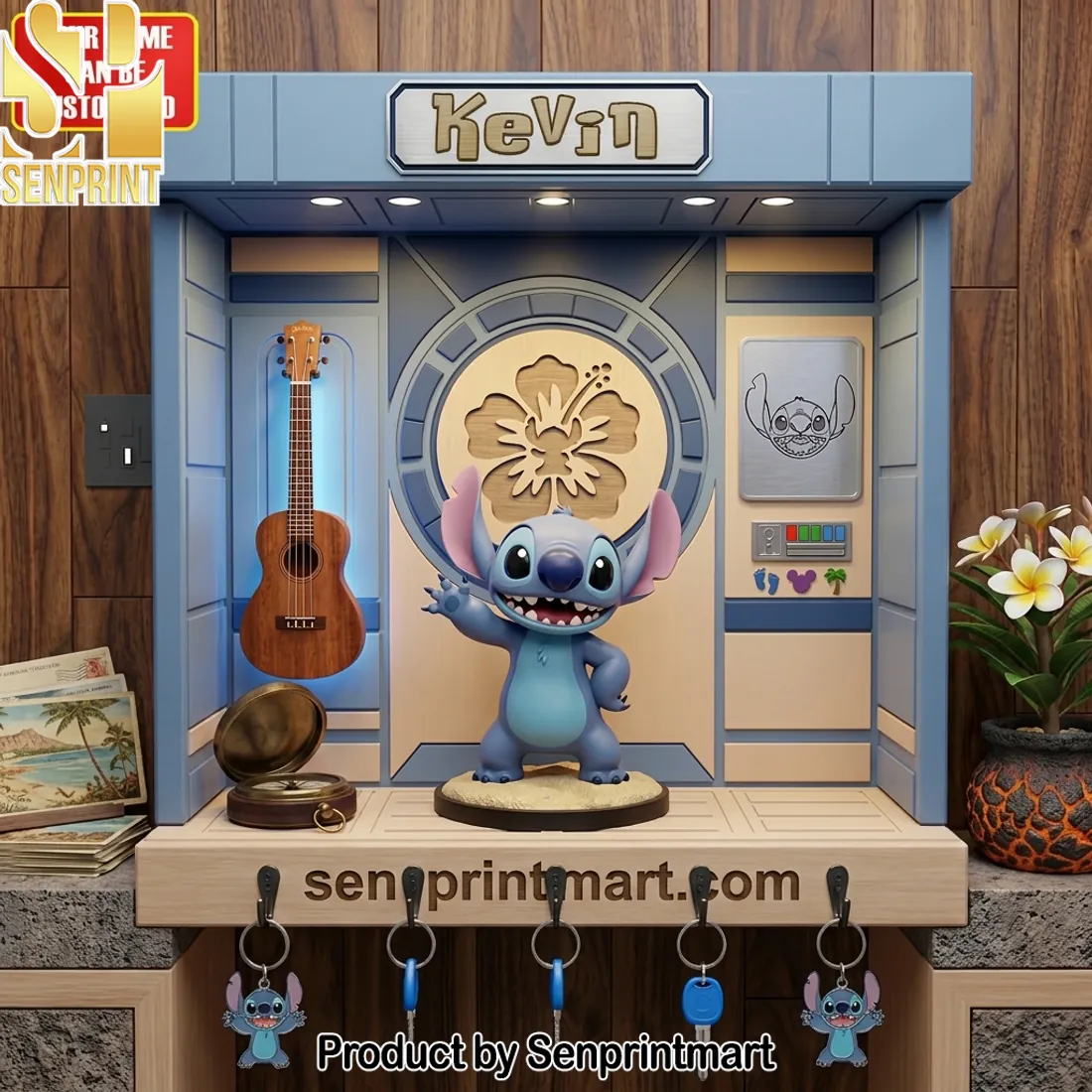 Personalized Ohana Stitch Wall Mounted Key Hanger