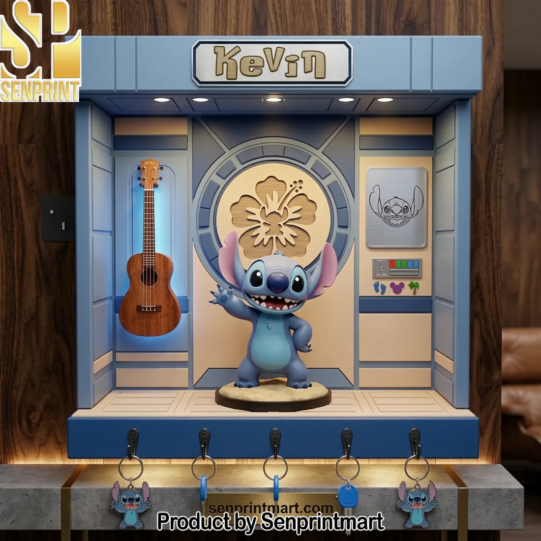 Personalized Ohana Stitch Wall Mounted Key Hanger