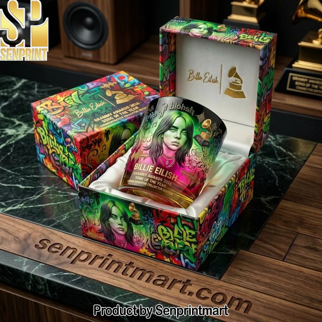 Billie Eilish Grammy Awards 2026 Song of the Year Commemorative Collector Edition Whiskey Glass
