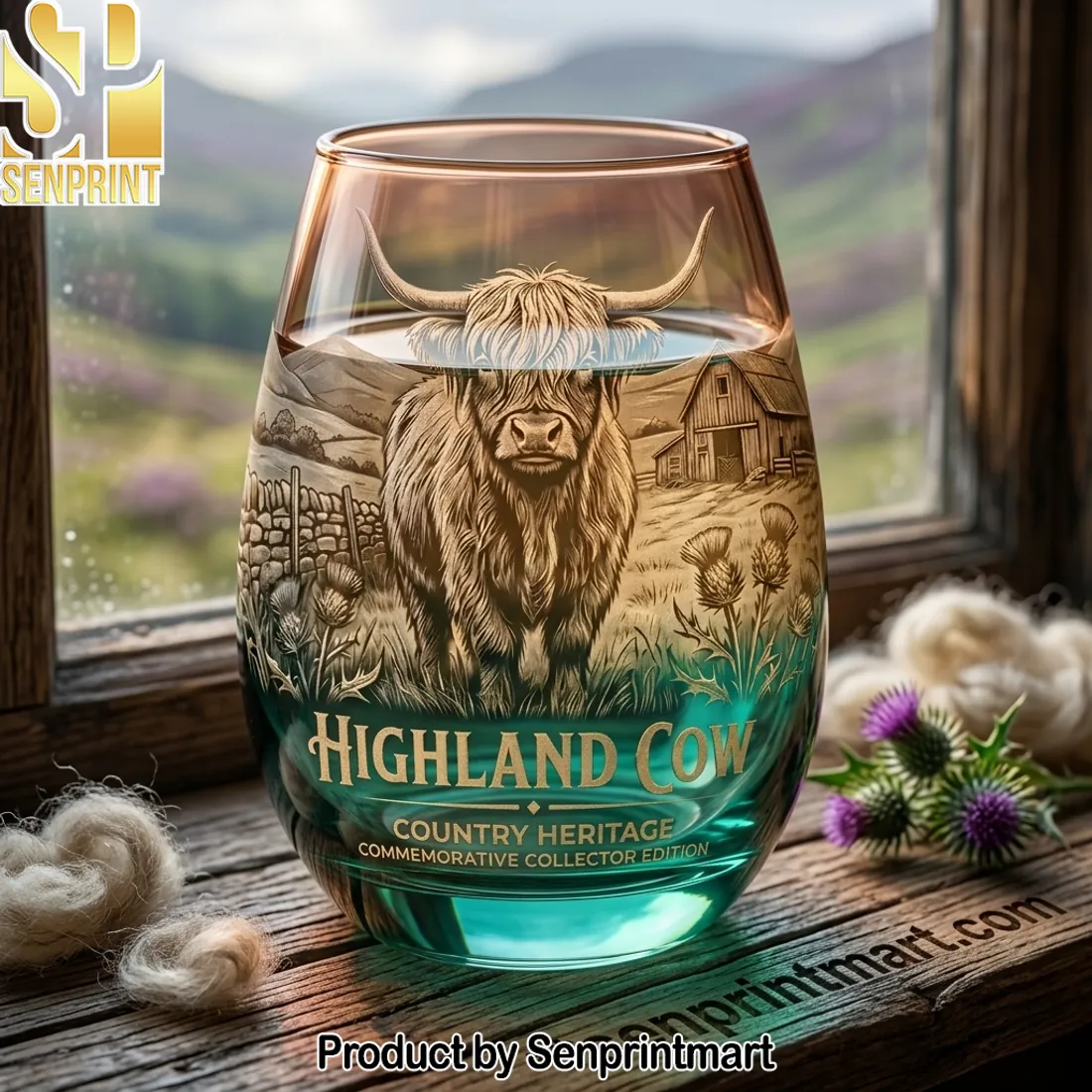 Highland Cow Country Heritage Commemorative Collector Edition Whiskey Glass