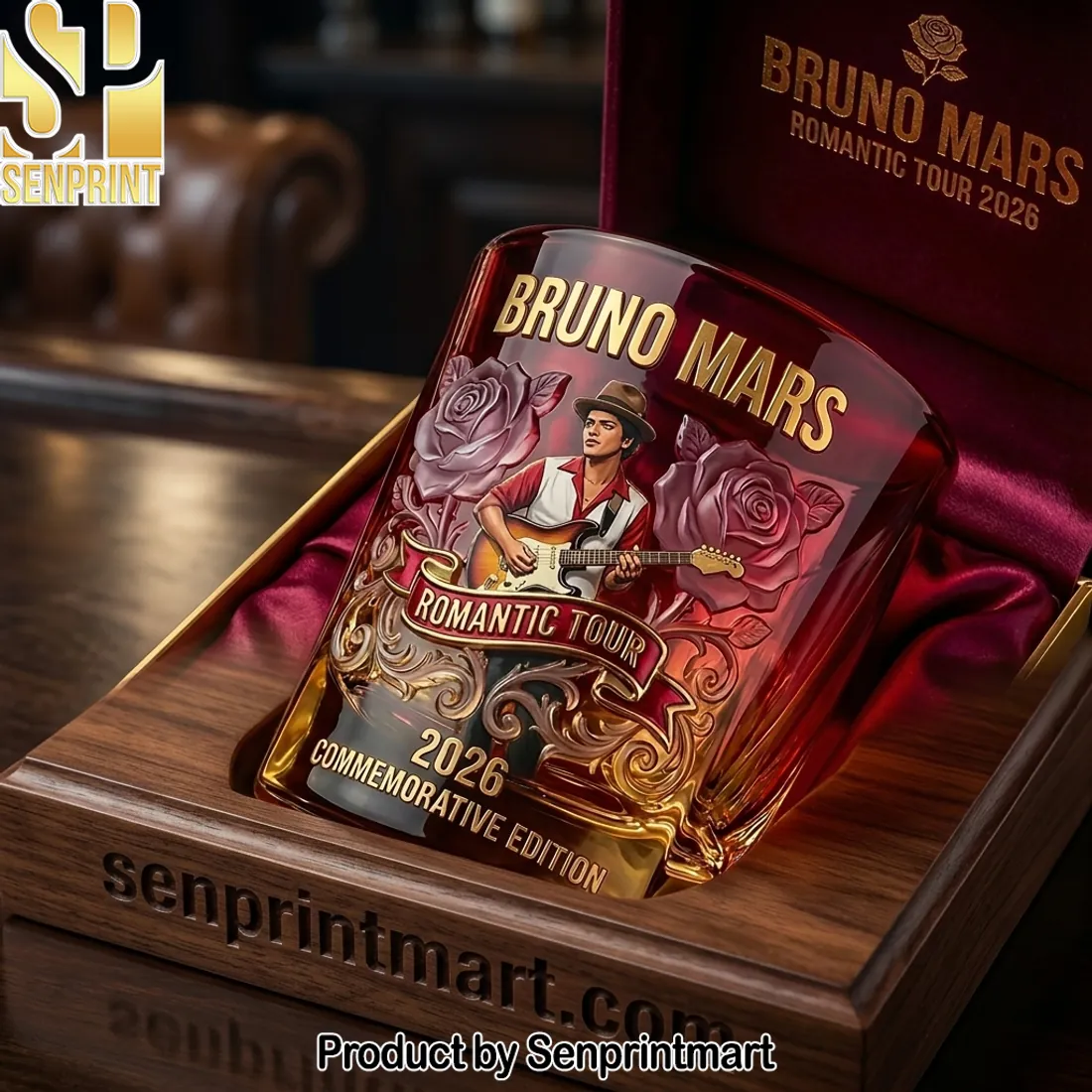 Bruno Mars Romantic Tour 2026 Commemorative Luxury Whiskey Glass