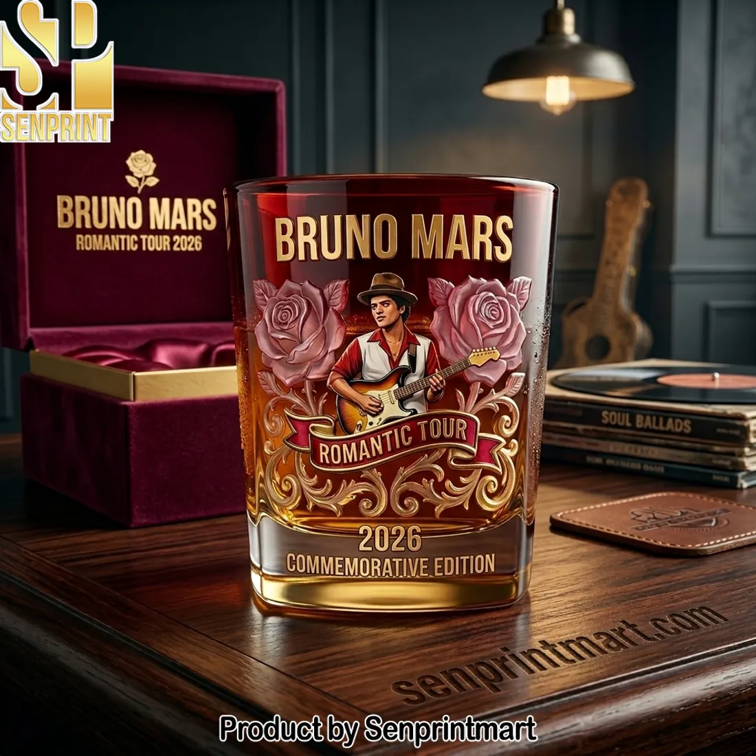 Bruno Mars Romantic Tour 2026 Commemorative Luxury Whiskey Glass