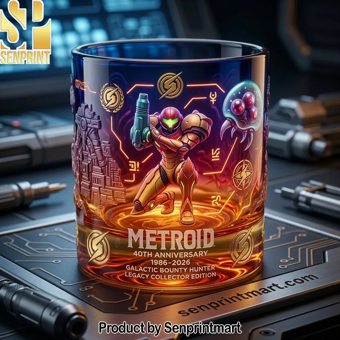 Metroid 40th Anniversary 1986-2026 Legacy Collector Edition Whiskey Glass