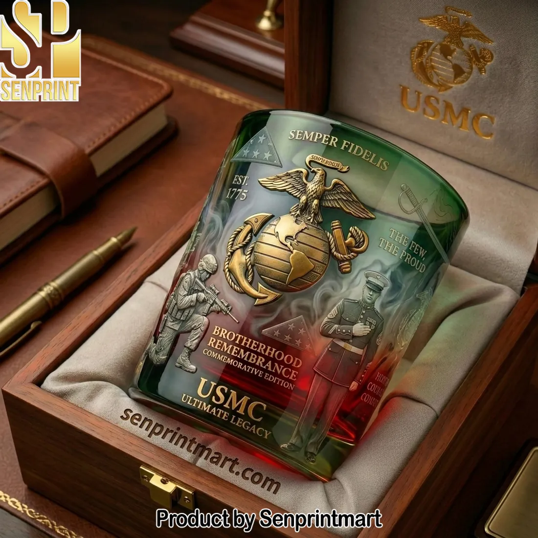 USMC Brotherhood Remembrance Commemorative Edition 3D Whiskey Glass