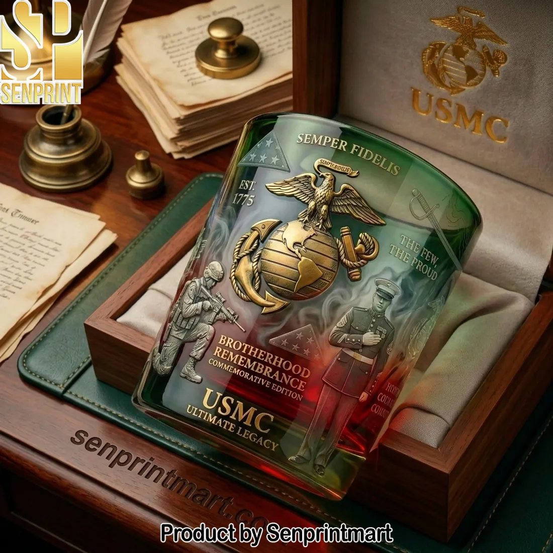 USMC Brotherhood Remembrance Commemorative Edition 3D Whiskey Glass