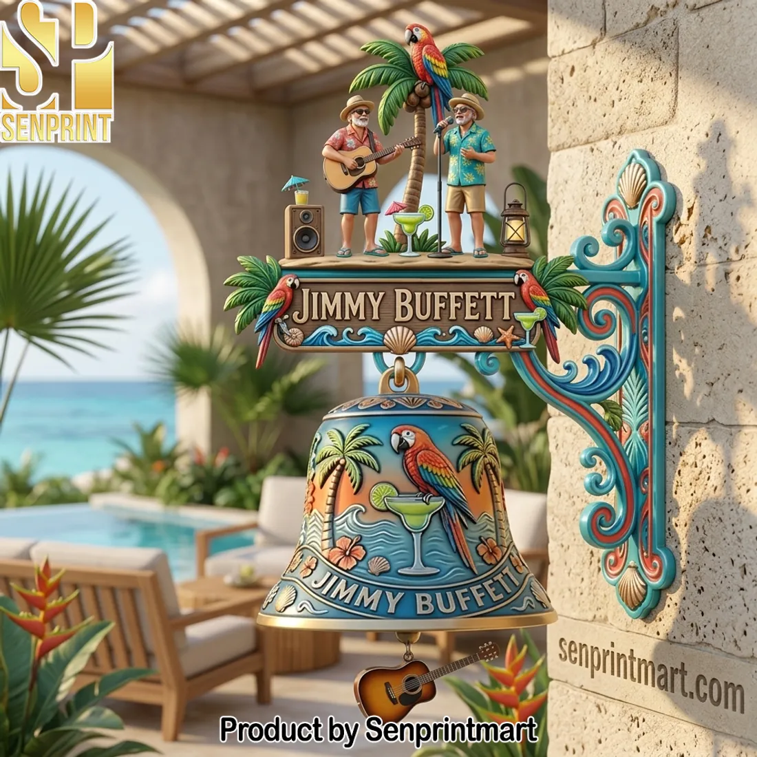 Jimmy Buffett Margaritaville Tropical 3D Decorative Wall Bell