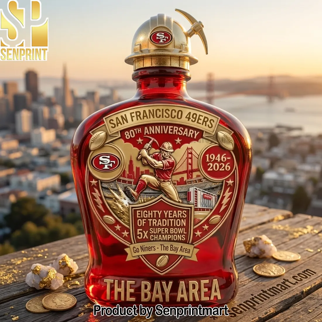 San Francisco 49ers 80th Anniversary 1946-2026 Commemorative Whiskey Bottle