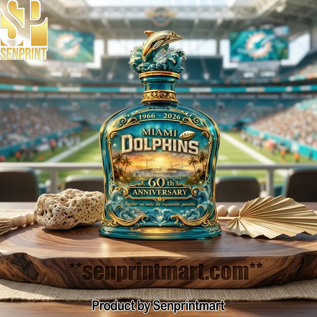 Miami Dolphins 60th Anniversary 1966-2026 Commemorative Whiskey Decanter