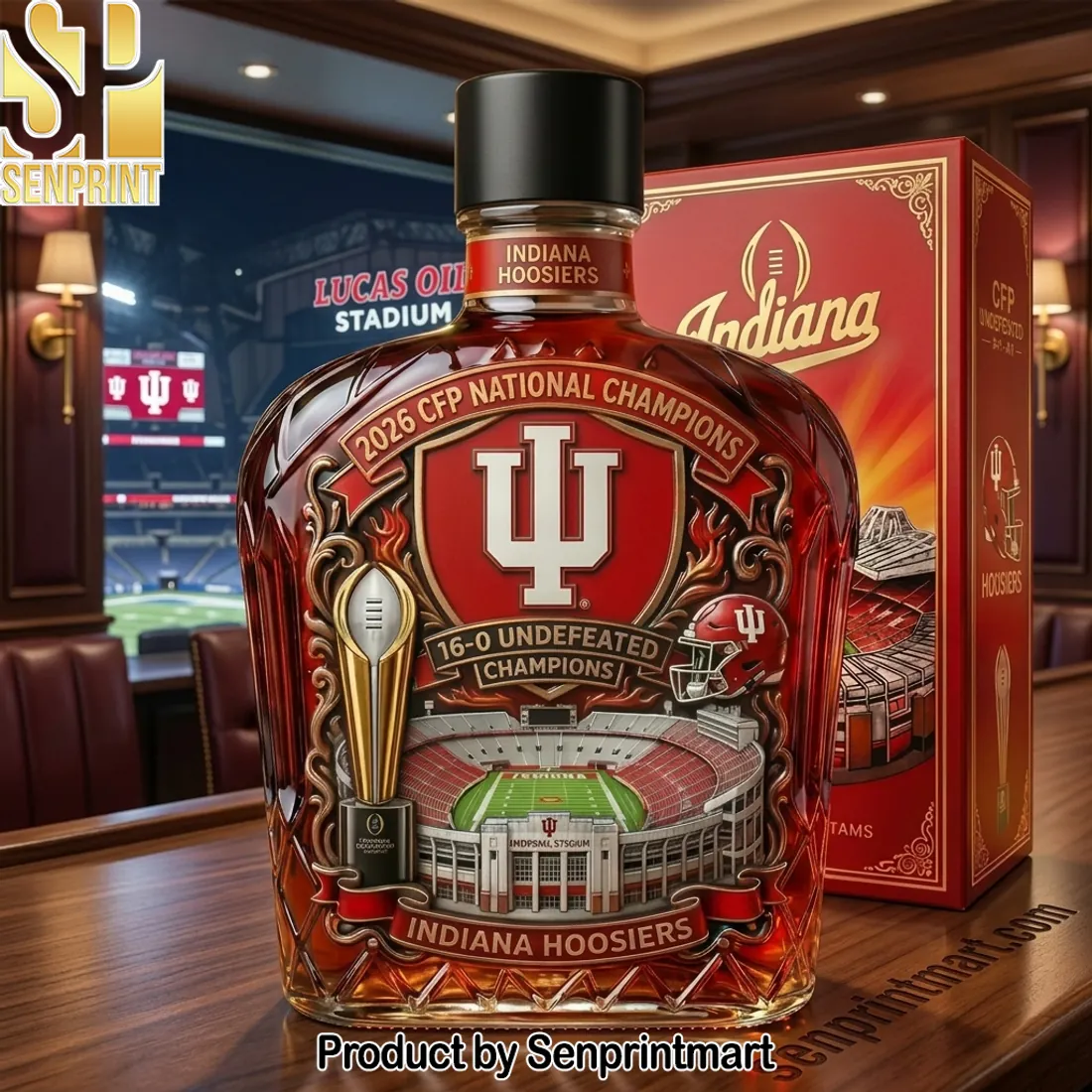 Indiana Hoosiers 2026 CFP National Champions Commemorative Whiskey Decanter
