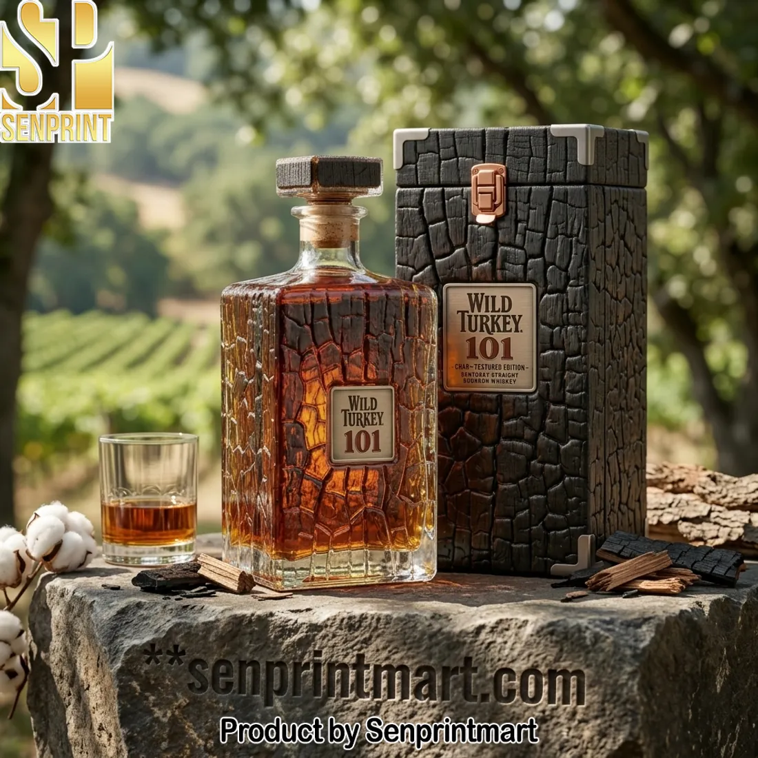 Wild Turkey 101 CHARRED-FEATURED EDITION Kentucky Straight Bourbon Whiskey Bottle
