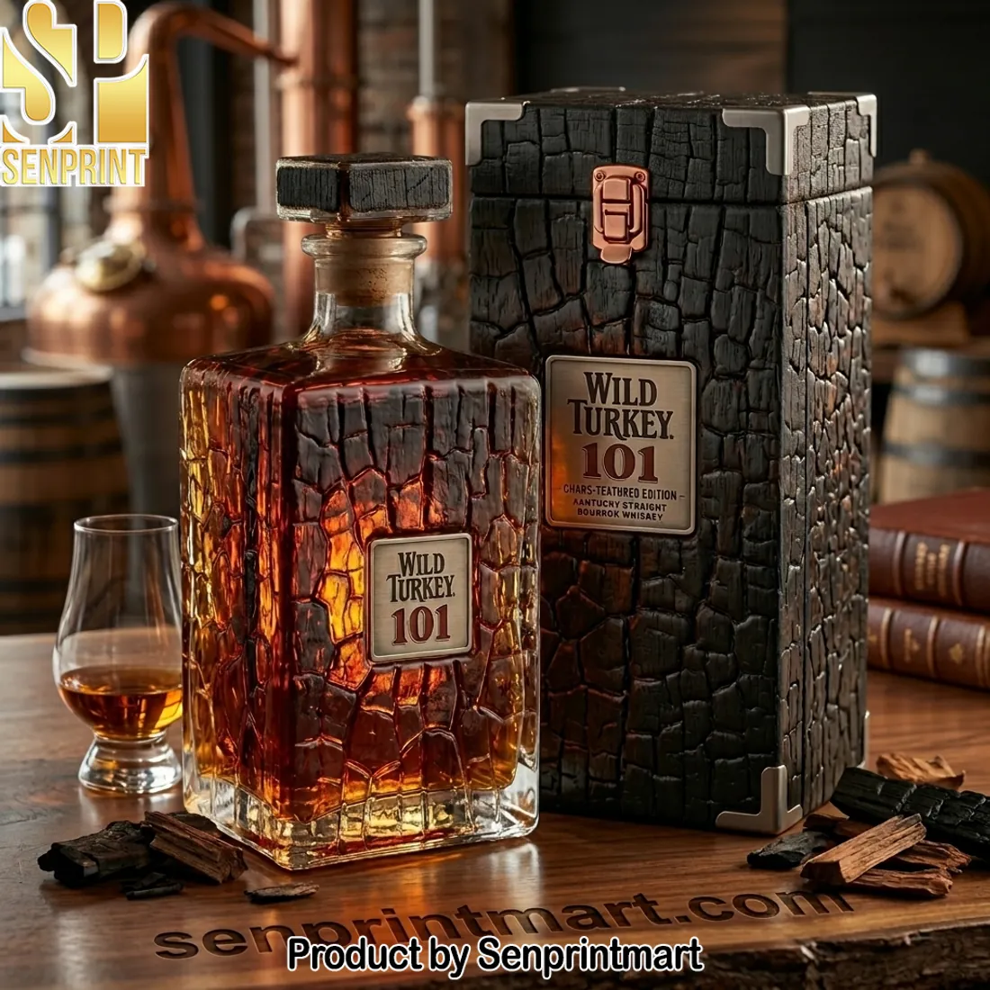 Wild Turkey 101 CHARRED-FEATURED EDITION Kentucky Straight Bourbon Whiskey Bottle
