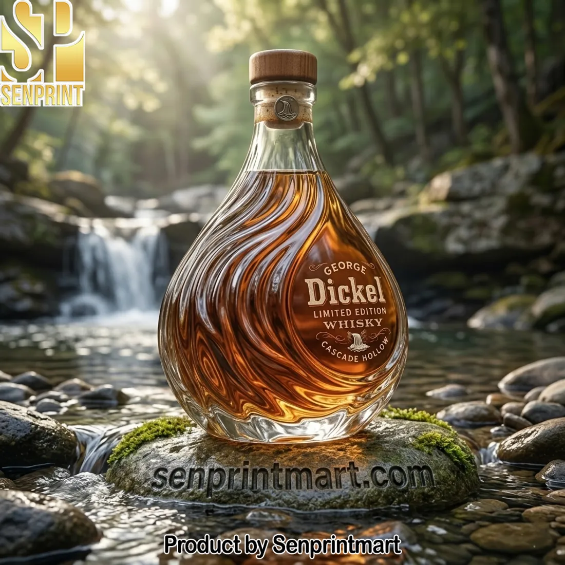 George Dickel Limited Edition Cascade Hollow Wavy Glass Whisky Bottle