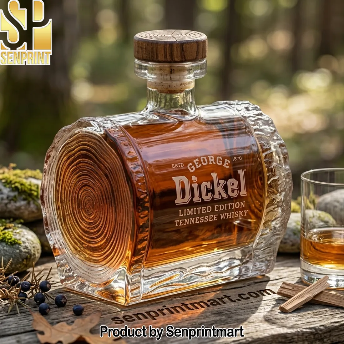 George Dickel Tennessee Whiskey ESTD 1870 Limited Edition Log Design Whiskey Bottle