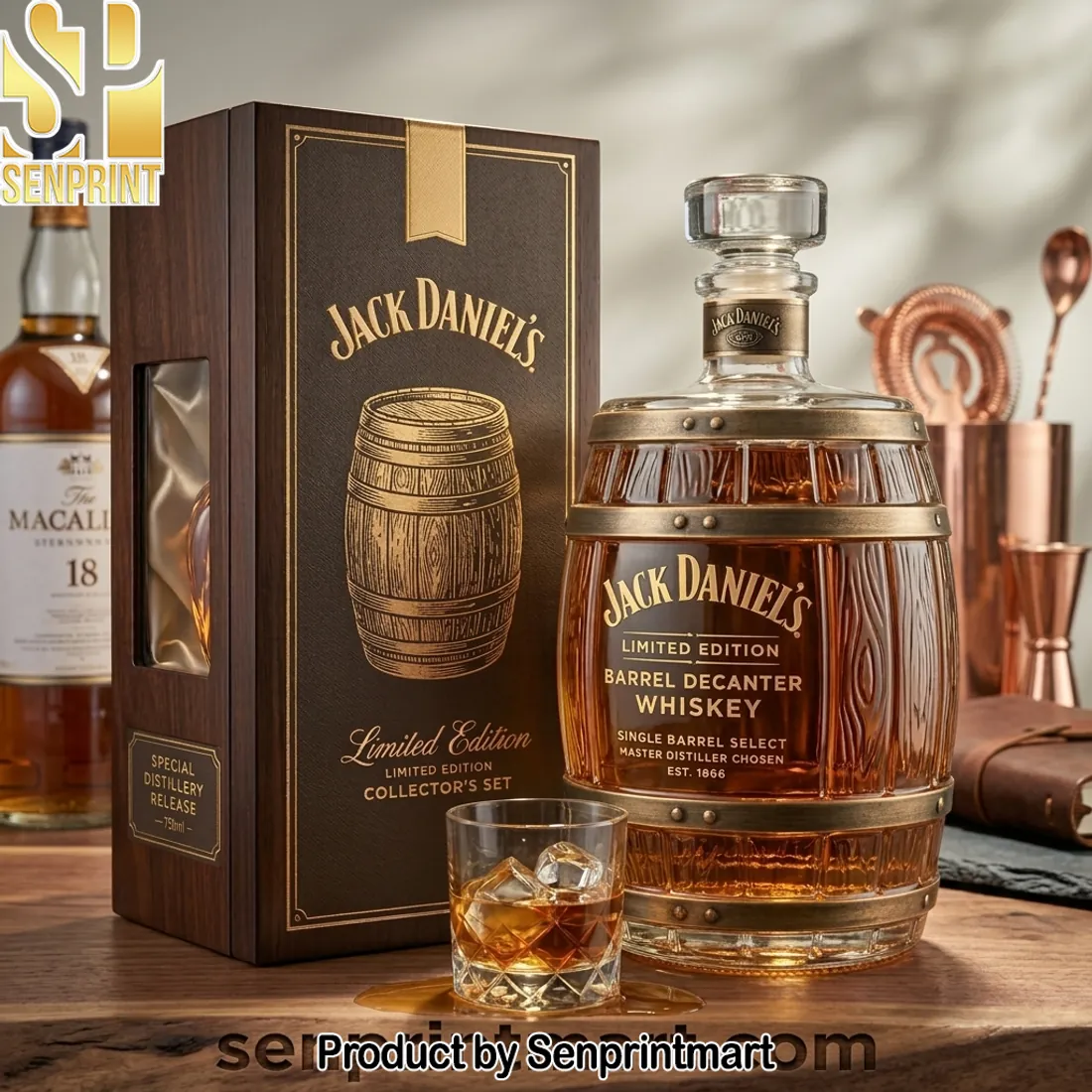 Jack Daniel's Single Barrel Select Limited Edition Barrel Decanter Whiskey Set