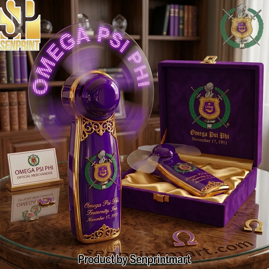 Omega Psi Phi Fraternity LED Display Hand Fan, November 17, 1911 Edition